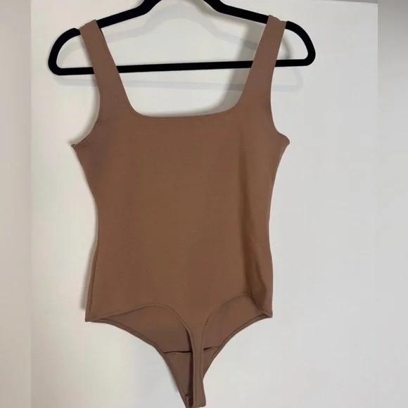 Abercrombie & Fitch LIGHT Brown Square Neck Bodysuit: Size XS - Picture 4 of 5